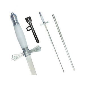 HAND MARICLES HM-15 Espada Masónica con Funda, Espada Templaria, Espada de Francmasonería, Guardia de Latón, Empuñadura Blanca, Hoja de Acero de Damasco, OEM, 3 Años de Garantía - Product Image 1