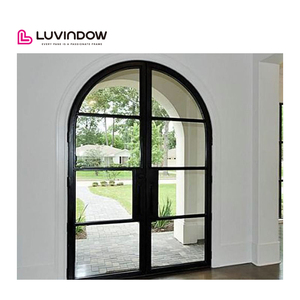 Pintu Depan Rumah Modern Desain Prancis Aluminium Luvindow TEXAS, Pintu Prancis Kaca Berbingkai Aluminium - Product Image 3