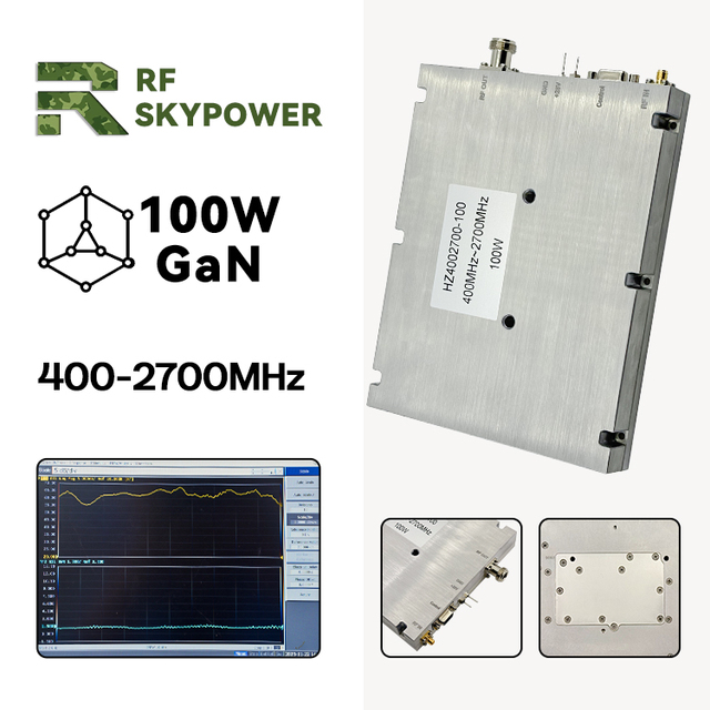 100W GaN RF High Efficiency 400MHz-2700MHz Wideband RF Amplifier RS485 Monitoring Anti UAV Module