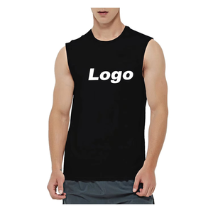 Cómodas camisetas sin mangas de algodón para hombres Ropa de gimnasio transpirable con bordado y sisas profundas Ideal para Fitness - Product Image 1