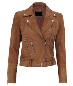 Nouveau design en cuir véritable fermeture éclair respirant femmes veste fille style moderne et intérieur extérieur poches OEM en gros 2024 - Product Image 3