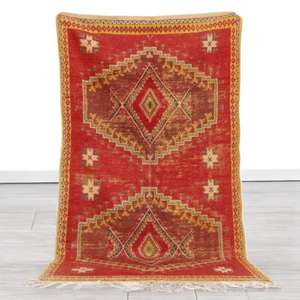 พรมโมร็อกโกแท้ ทำมือจากขนสัตว์ ลายเบอร์เบอร์แบบดั้งเดิม สไตล์วินเทจและโมเดิร์น สำหรับตกแต่งบ้าน - Product Image 1