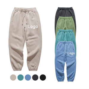 Wholesale Men's Winter Casual Sweatpants-Eco-Friendly 100% Cotton Canvas Fleece Thickness <b>Elastic</b> Waist <b>Lace</b>-Up Closure - Product Image 1