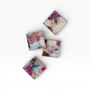 Elegante Juego de Posavasos de Ágata Azul Profundo con Bandas de Cristal en Capas y Superficie Pulida Suave - Product Image 4