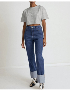 Tops cortos ecológicos de verano para mujer OEM/ODM, mezcla de algodón ligera transpirable de secado rápido, cuello redondo, manga corta, logotipo personalizado - Product Image 6