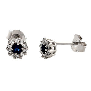 925 argent Sterling élégant fleur motif boucles d'oreilles bleu topaze classique bijoux fins femmes mariage anniversaire cadeau - Product Image 4