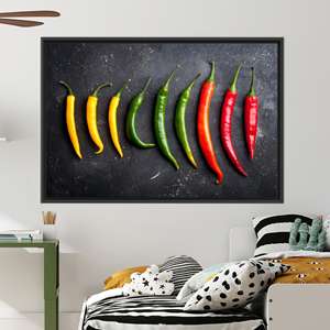 Modern Pepper Printed Canvas: Vibrant Art for Kitchen Decor,1P:Black <b>Framed</b> - Product Image 1