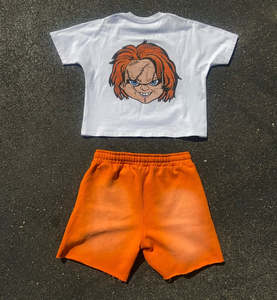 OEM été haute qualité personnalisé impression numérique survêtement et short ensemble cordon taille Boxy t-shirt couleur unie anti-rétrécissement - Product Image 1