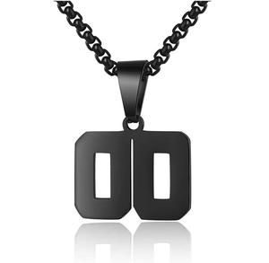 Athlètes Hommes Femmes Sports Collier Numérique Pendentif en Acier Inoxydable Baseball Basketball Football Team Collier en Acier en Stock - Product Image 1