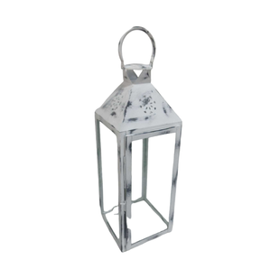 Lanterne de fer de finition antique blanche faite à la main fantaisie avec poignée bougeoir bougeoir lanterne en gros en vrac - Product Image 4