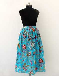 Women's Cotton Print Boho Maxi Skirt Handmade Blo Print Summer <b>Beach</b> Tiered Skirt Plus Size Casual <b>Tennis</b> Wear Natural Waistline - Product Image 2