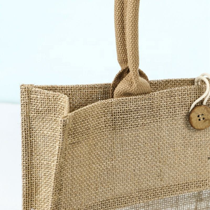 ถุงปอกระเจาขนาดเล็กสำหรับซื้อของชำมีช่องพีวีซีใสด้านในเป็นของขวัญโลโก้ตามสั่ง - Product Image 6