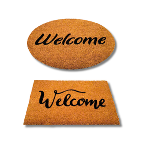 Vente en gros de tapis de bienvenue en fibre de coco faits à la main avec PVC anti-poussière et forme personnalisable en usine du Vietnam - Product Image 1