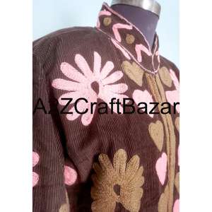 A2ZCraftBazar Cotrise <b>Jacket</b> Vintage Embroidery <b>Mandarin</b> <b>Collar</b> Regular Fit Breathable Eco-Friendly All-Season Cotton Lined - Product Image 3
