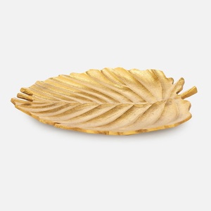 Bol décoratif à motif feuille d'or, plateau de service de luxe, élégant plateau de centre de table, accent de décoration de table, pièce d'ameublement pour la maison - Product Image 2