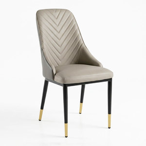 Contemporary Midcentury <b>Dining</b> <b>Chair</b> GA68038 with Faux Leather Upholstery Herringbone Stitching Iron Legs - Product Image 1