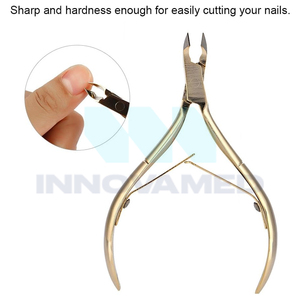 Pince à cuticules incurvée en acier inoxydable, durable et facile à saisir, finition dorée, pédicure, manucure, ouverture large des mâchoires, meilleure vente - Product Image 3