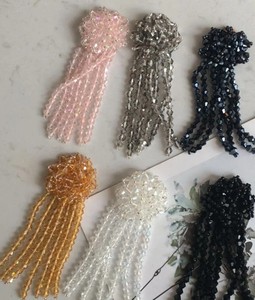 6 couleurs, 2 pièces, appliques délicates à pampilles et perles, appliques à franges de perles de cristal, pour vêtements, décoration de travaux manuels de couture - Product Image 2