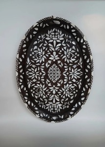 Plateau de service de luxe en nacre fait à la main écologique à la demande pour les occasions spéciales Célébrations Cadeaux de l'Inde - Product Image 4