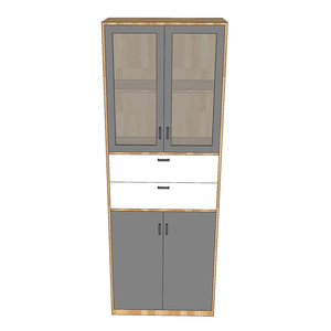 Modern Design THS68061 Natural Wood Glass-Door Filing Cabinet 80x40x220cm Lockable <b>Drawers</b> for Office <b>Workshop</b> and Gym - Product Image 2
