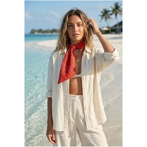 Pañuelo para el cuello con estampado rojo para mujer, accesorio fino y elegante para el verano FLR1029 - FLR1029-Red - Product Image 1