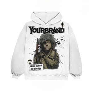 Vente en gros Sweat-shirt à capuche surdimensionné en éponge française personnalisé Sweat-shirt à capuche imprimé bouffant à broderie essentielle pour hommes - Product Image 2