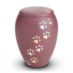 Urnas para mascotas de cremación de aluminio de alta calidad con estampado de patas urnas funerarias de metal con acabado de Peltre y azul cielo para cenizas humanas - Product Image 5