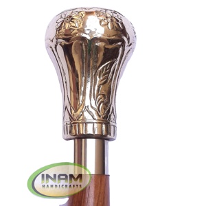 Bastón de madera de diseño con perilla de latón, mango ovalado, para caminar, hermoso mango ovalado - Product Image 1