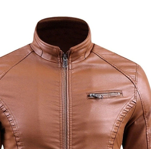 แจ็กเก็ตหนังแกะสำหรับผู้ชาย, แจ็กเก็ตหนังสีน้ำตาลแฟชั่นหนังแกะสำหรับผู้ชาย - Product Image 3