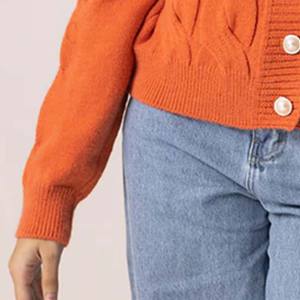 Pull pour femmes avec logo imprimé personnalisé 100% coton tricoté col en V grande taille épaisseur standard anti-boulochage respirant pour - Product Image 3