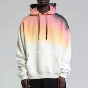 High Quality Men's 100% Cotton Gradient Faded Print <b>Oversized</b> Hoodies Luxury Men Drop Shoulders <b>Long</b> Sleeves Pullover <b>Hoodie</b> - Product Image 3