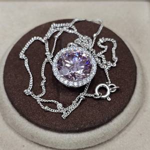 Collier de fiançailles en argent sterling 925 avec pierre précieuse moissanite rose ronde originale VVSD pour femmes, vente en gros, sur mesure - Product Image 2
