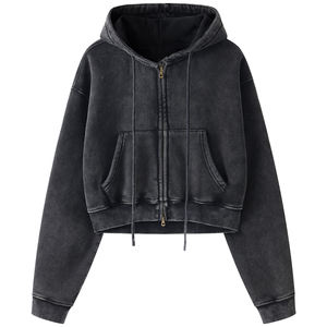 เสื้อสเวตเชิ้ตผู้ชายมีฮู้ด แขนยาว ผ้าฟลีซ ซิป พร้อมเชือกผูก 2 ชิ้น ปักลาย สีพื้น - Product Image 5