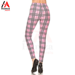 กางเกงเลกกิ้งโยคะลายตารางสีชมพูเอวสูงดีไซน์180 GSM น้ำหนักเบาผ้ายืดเลกกิ้งโยคะออกแบบได้ตามต้องการ - Product Image 3