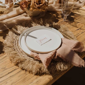 แผ่นรองจาน Raffia Round placemats สำหรับงานแต่งงานที่โรแมนติก | ค่าใช้จ่ายตามธรรมชาติสำหรับร้านอาหารในบ้านโรงแรม | งานฝีมือ - Product Image 3