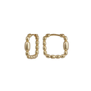 Wholesale Brass Square <b>Hoop</b> Beaded Shape <b>Hoop</b> Earrings <b>Chunky</b> Wide Shiny <b>Hoop</b> Earrings 18K Real <b>Gold</b> Plated Stud Earrings - Product Image 1