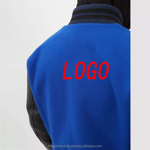 Veste bomber en cuir sans col pour homme, style streetwear, broderie, patchwork bicolore, équipe universitaire - Product Image 5