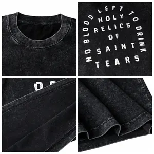 Vêtements Hip Hop de luxe pour hommes T-shirt en coton personnalisé graphique en détresse délavé à l'acide sur la taille Vintage Boxy t-shirt pour hommes - Product Image 6