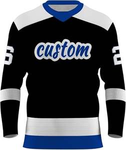 Tenues de hockey sur glace pour adultes grandes tailles les plus populaires, logo et nom d'équipe personnalisables, 100 % polyester, séchage rapide, respirantes, ensembles élégants - Product Image 3