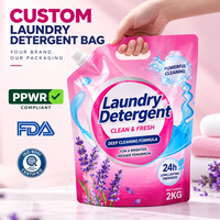 Pochette d'emballage pour liquide de détergent de lessive en gros d'usine sac à bec debout en plastique personnalisé pour savon liquide