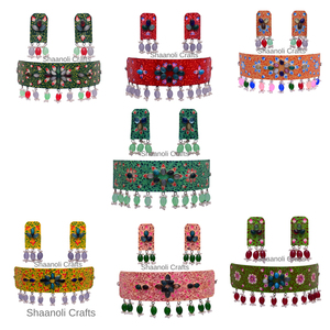 Rajasthani ชุดสร้อยคอเงินย้อนยุคดีไซน์เนอร์ชุดเครื่องประดับอัญมณีสำหรับทำงานทางศาสนาสำหรับผู้หญิงและเด็กผู้หญิง - Product Image 4