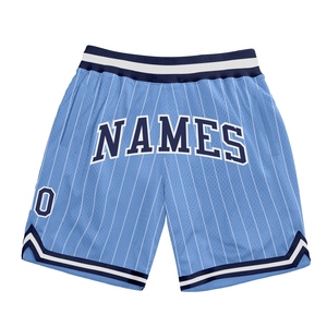 Industrie Direct Engro Sportswear Pantalones cortos de baloncesto Custom Light Blue White Pinstripe Navy-White Pantalones cortos de baloncesto auténticos - Product Image 1