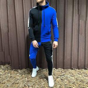 High Quality Customized Men's <b>Cardigan</b> <b>Sweatshirt</b> Casual Workout Tracksuit Hood Plus Size Winter Color-Blocking 100% Cotton - Product Image 3