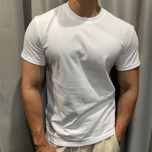 T-shirt à manches courtes en coton 100% avec logo personnalisé, col en V, écologique, pour le sport, la course à pied, le fitness, les loisirs - Style classique, décontracté, service OEM - Product Image 2