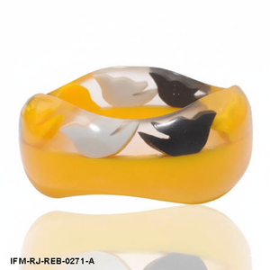 Brazalete de Resina Amarilla Hecho a Mano con Incrustaciones de Aves Multicolores, Estilo Vintage, Joyería con Motivo de Aves para Mujer - Product Image 5