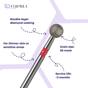 ดอกสว่านเจียรเล็บเพชร 5.5 มม. สีแดงละเอียด สำหรับขัดหนังกำพร้า - Product Image 2