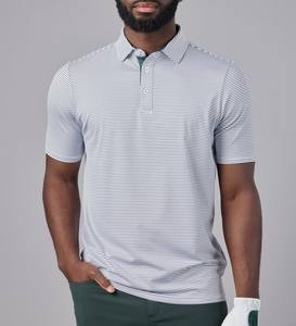 Golf pour hommes de performance intemporelle pour polos tissu spandex en polyester extensible dans les 4 sens à rayures classiques anti-microbiennes au Vietnam - Product Image 2