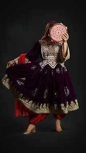 Vestido afgano de cuello cuadrado personalizado para mujer, ropa de boda bordada de tela Premium, vestidos afganos tradicionales acampanados con cremallera sólida - Product Image 5