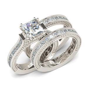 Ensemble de 3 bagues en argent sterling de qualité supérieure, coupe princesse, pour anniversaire, Jeulia - Product Image 2
