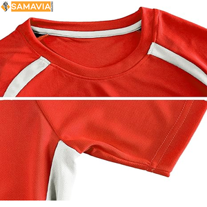 ชุดเสื้อฟุตบอลย้อนยุคสำหรับผู้ชายชุดเสื้อฟุตบอลพร้อมส่งดีไซน์คอวีและสีตัดกัน - Product Image 2